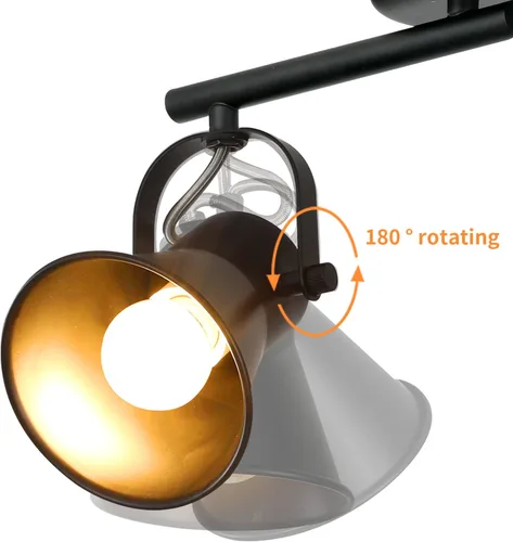Miniatura 2 de Iluminación de pista de 2 luces para techo, lámpara de techo direccional industrial de luz puntual, lámpara de techo de montaje empotrado en negro