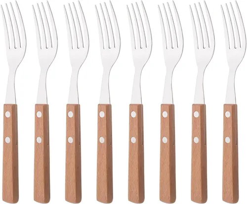 Miniatura 11 de Juego de 8 cucharas de espresso, juego de cubiertos de acero inoxidable 304 con mango de madera, cucharas pequeñas para postre, té, aperitivo, café