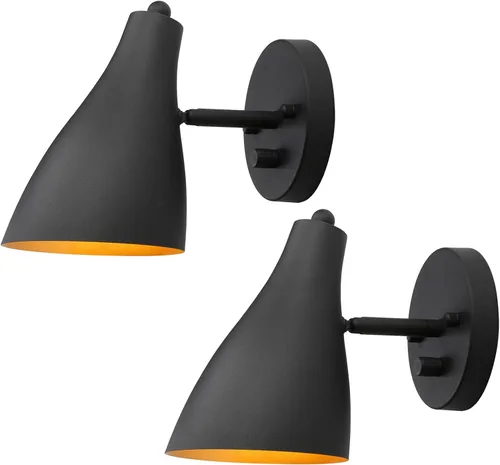 Miniatura 9 de Pathson Lámpara de pared ajustable con interruptor de atenuación, iluminación vintage de pared de noche con acabado negro mate, lámpara de pared