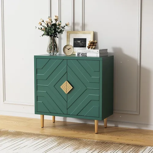Miniatura 9 de HLR Armario de almacenamiento con 2 puertas, armario decorativo con puertas decorativas en relieve, aparador para sala de estar, cocina, comedor