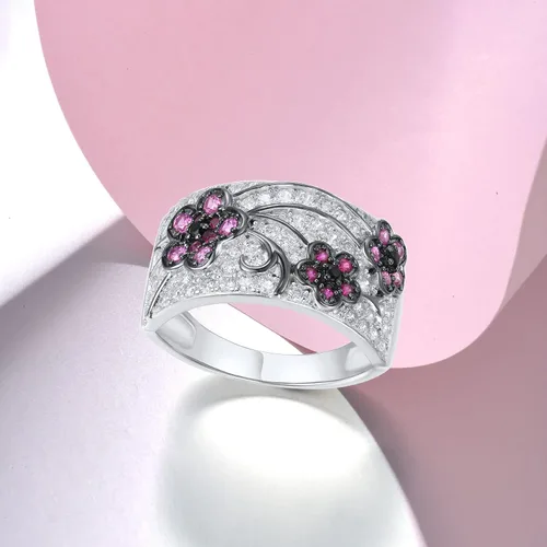 Miniatura 4 de Santuzza Anillo de plata de ley 925 con circonita cúbica y ramas de árbol para mujer