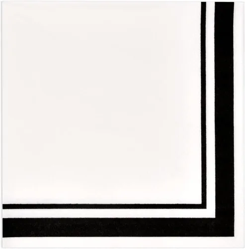 120 servilletas de cóctel en blanco y negro con borde negro, servilletas desechables de 3 capas para decoración de cenas de fiesta de graduación