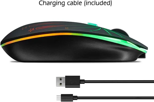 Miniatura 6 de Ratón inalámbrico recargable, retroiluminado alimentado por batería de polímero de litio, sensor óptico, receptor Nano USB, velocidad DPI de 3