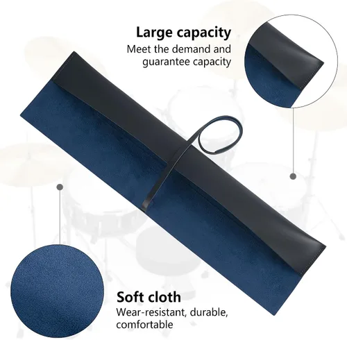 Miniatura 3 de Musiin Bolsa de baquetas de piel sintética para almacenamiento y transporte, bolsa de almacenamiento y funda de transporte, accesorios de batería