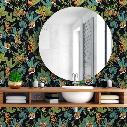 Miniatura 7 de CHIHUT Papel tapiz de tigre tropical de selva para despegar y pegar, papel tapiz de animales safari, papel de contacto con hojas de palma, papel