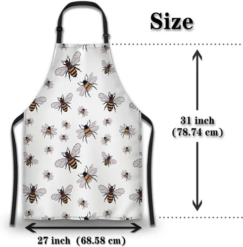 Miniatura 2 de Delantales divertidos para adultos y hombres, diseño de abeja grande, pequeño, divertido para insectos, para cocina, restaurante, barbacoa, pintura