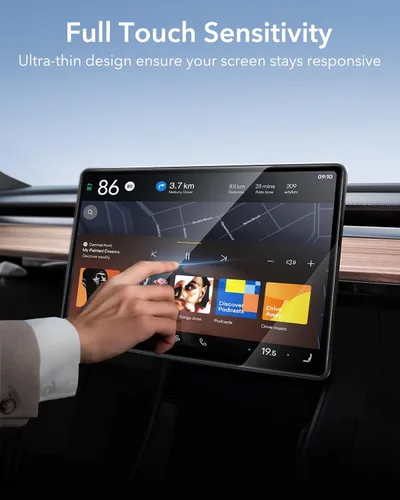 Miniatura 8 de ESR Protector de pantalla de vidrio templado para Tesla Model 3 Highland (2024), película de vidrio mate con kit de alineación, resistente a