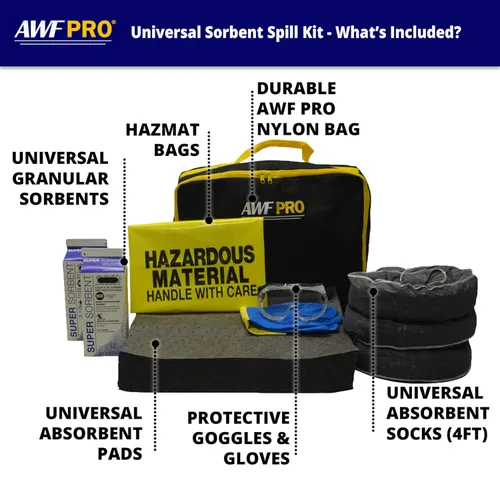 Miniatura 2 de AWF PRO Kit de derrames universal para camionero portátil, 32 piezas: perfecto para camiones, restaurantes, vehículos y hogares. Contiene súper