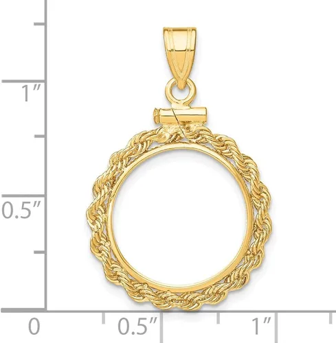 Miniatura 4 de Colgante de rosca de 14 quilates, 0.650in, bisel de monedas, 1.281in, 0.835in, estilo C121516.5, Metal, no conocido