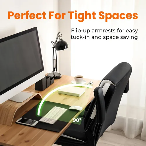 Miniatura 7 de NEO CHAIR Silla ergonómica ejecutiva para computadora de escritorio, oficina, juegos, de cuero con reposabrazos abatibles acolchados ajustables