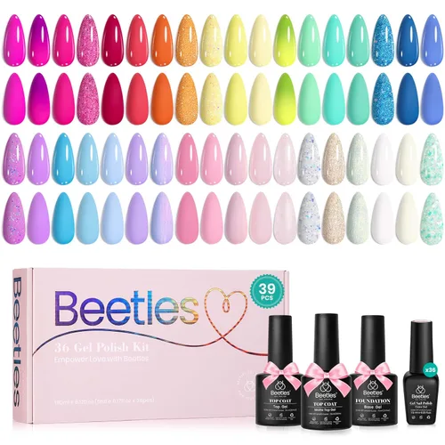 Miniatura 22 de Beetles - Juego de esmaltes de uñas de gel, 20 colores, colección Cozy Campfire Shade, juego de esmaltes de gel naranja, amarillo, verde, marrón