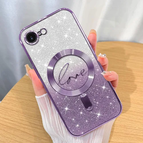 Miniatura 40 de ZIYE Funda Magnética Diseñada para iPhone 11 Funda con Purpurina Plateado de Lujo Corazón de Amor Compatible con MagSafe Funda Transparente