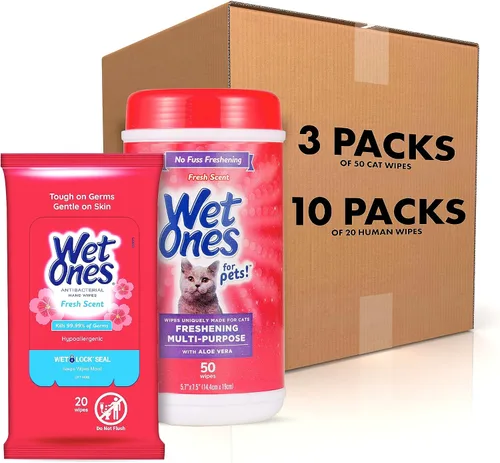 Miniatura 10 de Wet Ones Toallitas multiusos para refrescar mascotas con aloe vera, aroma fresco, toallitas de limpieza para gatos fáciles de usar para el aseo