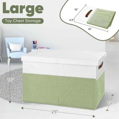 Miniatura 7 de Caja grande de almacenamiento de juguetes, plegable, resistente, con malla, 25 x 13 x 16 pulgadas, organizador de almacenamiento de juguetes