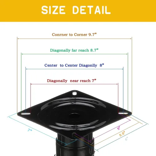 Miniatura 2 de Base de asiento para asiento de barco, pedestal recubierto de polvo negro