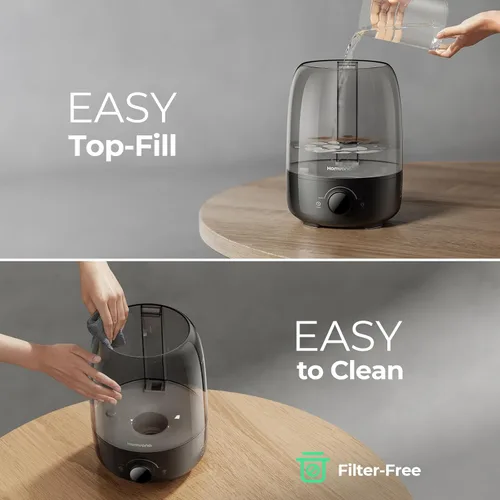 Miniatura 4 de Homvana Humidificadores para difusores de dormitorio, humidificador de niebla fría de 3.5 L de llenado superior, difusor de tiempo de funcionamiento