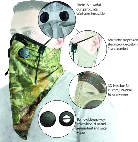 Miniatura 2 de ATV Tek Máscara antipolvo estilo bandana, cómoda y lavable (camuflado, talla única)