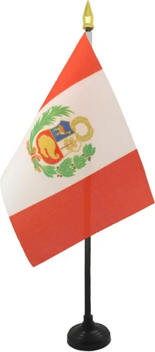 Miniatura 41 de Venezuela Old 7 estrellas con brazos Bandera de mesa 4'' x 6'' - Antigua bandera venezolana de escritorio 5.9 x 3.9 in - tapa de lanza dorada - AZ