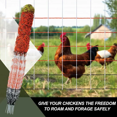 Miniatura 4 de Valla eléctrica de alta calidad para aves de corral, 59 pulgadas de alto x 98.5 pies de largo, versátil valla eléctrica portátil para pollos