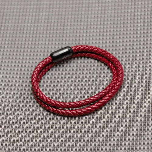 Miniatura 6 de Pulsera de cuero trenzada con cierre magnético de acero inoxidable para hombre, pulsera de cuero auténtico con cierre magnético