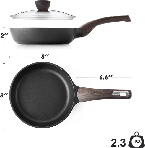 Miniatura 9 de SENSARTE Sartén antiadherente con tapa, sartén para saltear de 8 pulgadas, sartén antiadherente para tortilla, sartén de cocina saludable