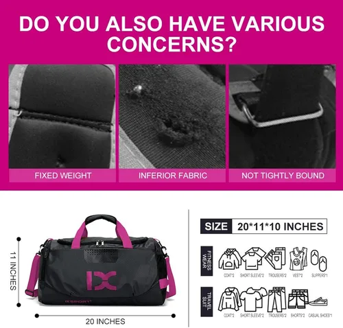 Miniatura 4 de Sports Gym BagINOXTO Travel Duffel Bag with Dry Wet Pocket And Shoe CompartmentFor Women and Men40L Fitness Waterproof Weekender Bag For Swim Sports