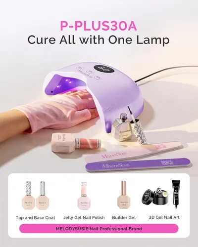 Miniatura 7 de MelodySusie Lámpara de uñas LED compacta con guantes UV, secadora de uñas P-PLUS30A con sensor inteligente que cura todos los geles, especialmente