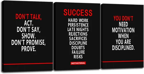 Miniatura 46 de Arte de Pared Motivacional 40 Razones para Entrenar 3 Piezas Pintura Impresión en Lienzo Decoración de Oficina Póster Mentalidad Millonaria