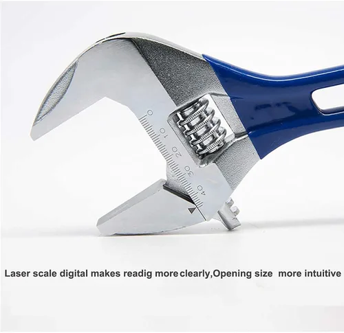 Miniatura 5 de Llave inglesa ajustable rechoncha de apertura ancha con mango corto de acero al cromo vanadio de 4 pulgadas forjado