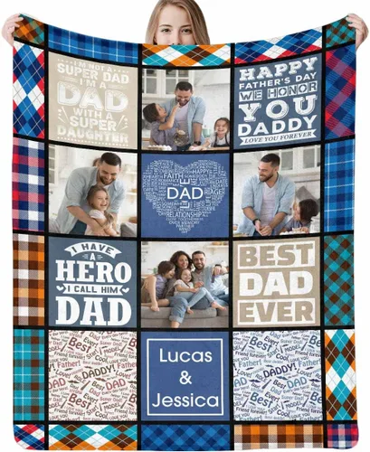 Miniatura 17 de Manta personalizada para papá abuelo, regalo de manta personalizada para el día del padre, manta personalizada con foto para papá, regalo