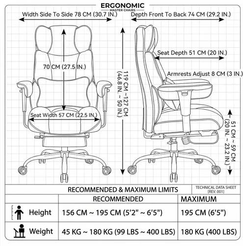 Miniatura 2 de Efomao Silla de oficina grande y alta de 400 libras, silla de escritorio reclinable resistente con reposapiés, silla ejecutiva de piel sintética