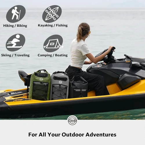 Miniatura 6 de STOVER 5/10/25/30/40/55L Waterproof Dry Bag- Roll-Top Backpack w/Phone Case- Kayaking, Hiking, Camping, Boating- Men/Women 25L Negro