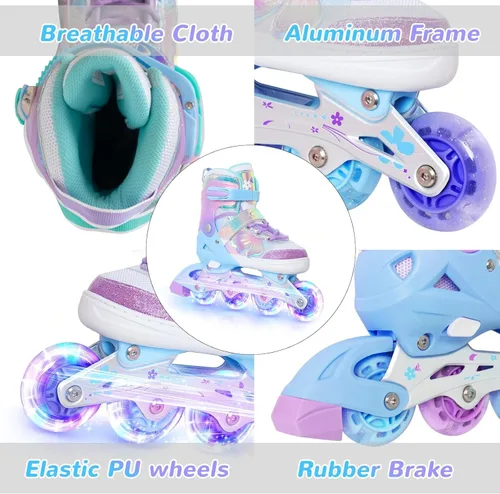 Miniatura 2 de Nattork Patines en Línea para Niñas y Niños, 4 Tallas Ajustables Patines Butterfly Blades con Todas las Ruedas Iluminadas - Regalo de Cumpleaños