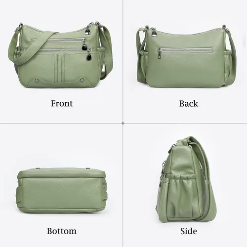 Miniatura 4 de Bolso de hombro de piel sintética suave para mujer, bolso cruzado con múltiples bolsillos, bolso mediano y espacioso, bolso de moda con asa superior