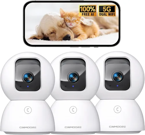 Miniatura 13 de Cámara de Seguridad 5G Interior Paquete de 2, Seguimiento de IA con Reconocimiento Facial Sin Tarifa Mensual, Cámara 3K para Mascotas/Perros