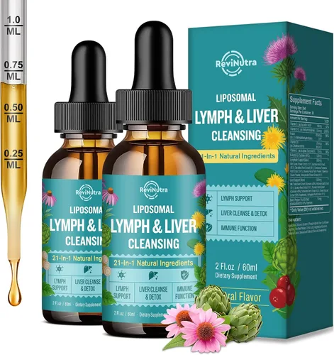 Miniatura 9 de Gotas de drenaje linfático liposomal, suplemento líquido de desintoxicación y reparación de limpieza del hígado con cardo mariano, diente de león