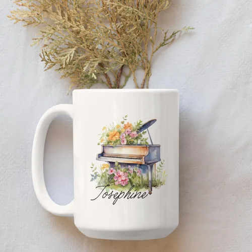 Miniatura 2 de Taza personalizada para músico 2023, taza de piano personalizada con nombre, taza de café de músico de arte 2023, taza de cerámica de piano