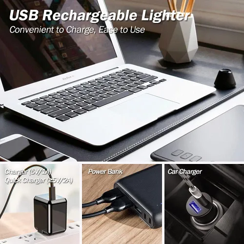 Miniatura 5 de Encendedor de velas, eléctrico recargable con arco USB, resistente al viento, sin llama, encendedor de plasma de palo largo con cuerda y anillo, sin