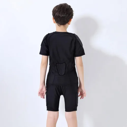 Miniatura 7 de Hotfiary Pantalones cortos de compresión acolchados para jóvenes, protector de pecho de costilla de fútbol, almohadillas protectoras para patinaje