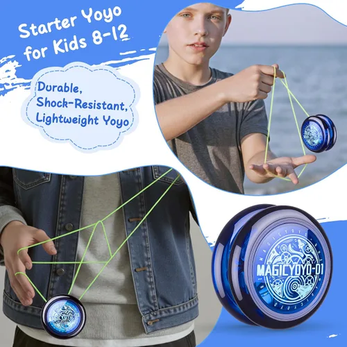 Miniatura 3 de Yoyo de Bucle con Respuesta para Niños Principiantes, Yo-yo Inicial 2A Loop Fácil de Jugar Trucos Básicos de Cuerda (D1 Azul)