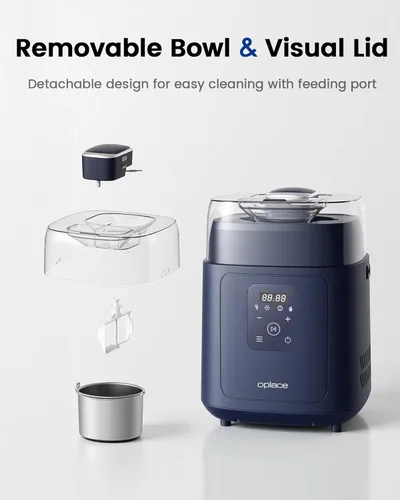 Miniatura 8 de Compresor 4 en 1 para hacer helados (1.0 cuartos de galón), sin precongelación, máquina automática de yogur, máquina de servir yogur congelado Azul
