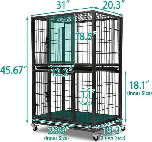 Miniatura 2 de Jaulas de dos niveles de 30 pulgadas para perros pequeños, jaula para perros de tamaño mediano para 2 perros, jaula resistente para perros, perreras