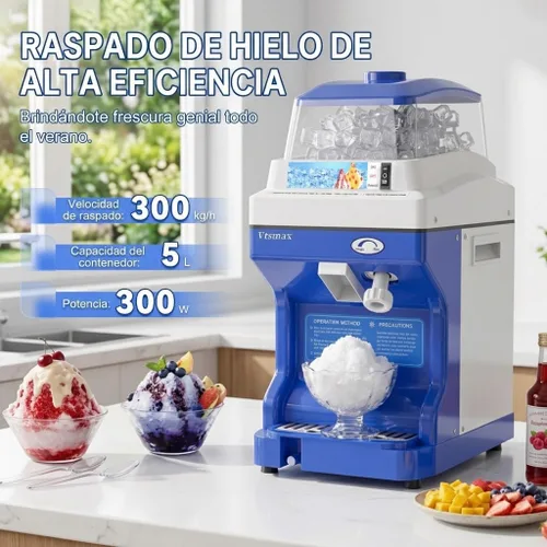 Miniatura 2 de Máquina de afeitar de hielo eléctrica, máquina de hielo afeitado de 300 W, máquina de hacer cono de nieve ajustable de grosor 661 libras/hora