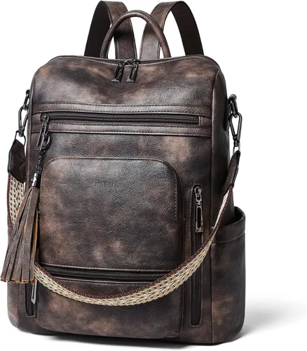 Miniatura 23 de Shrrie - Mochila vegana de cuero para laptop de 14 pulgadas para mujer, mochila de trabajo, mochila de moda, mochila de viaje, bolso para negocios