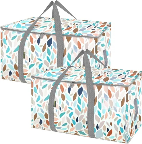 Miniatura 10 de BALEINE Paquete de 2 bolsas de mudanza de gran tamaño con asas reforzadas, bolsa de almacenamiento resistente para ropa, suministros de mudanza