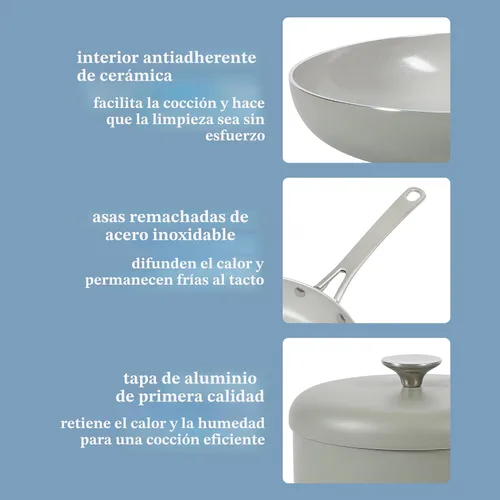 Miniatura 6 de Sur La Table Kitchen Essentials Potluck Porch - Juego de 10 Piezas de Ollas y Sartenes de Aluminio Forjado con Interior Cerámico Antiadherente Libre