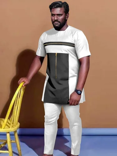 Miniatura 3 de Chándal para hombre, ropa africana Dashiki, conjunto de 2 piezas, manga grande, ropa casual