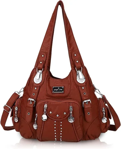 Angel Kiss Bolsos de mano para mujer, de piel sintética suave, bolsas de hobo grandes para damas, asa superior, bolso de hombro, bolso con asa
