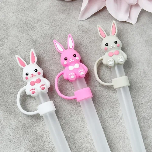 Miniatura 6 de 3 tapas de silicona para popote de Pascua para vaso Stanley Cup de 30 oz/40 onzas, accesorios reutilizables para popotes para beber, lindo conejo 3