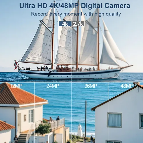 Miniatura 4 de Zopsc Cámara digital 4K de Vlog de 48 MP, enfoque automático de 48 MP, cámaras de zoom digital 18X para Vedio, pantalla abatible de 3 pulgadas